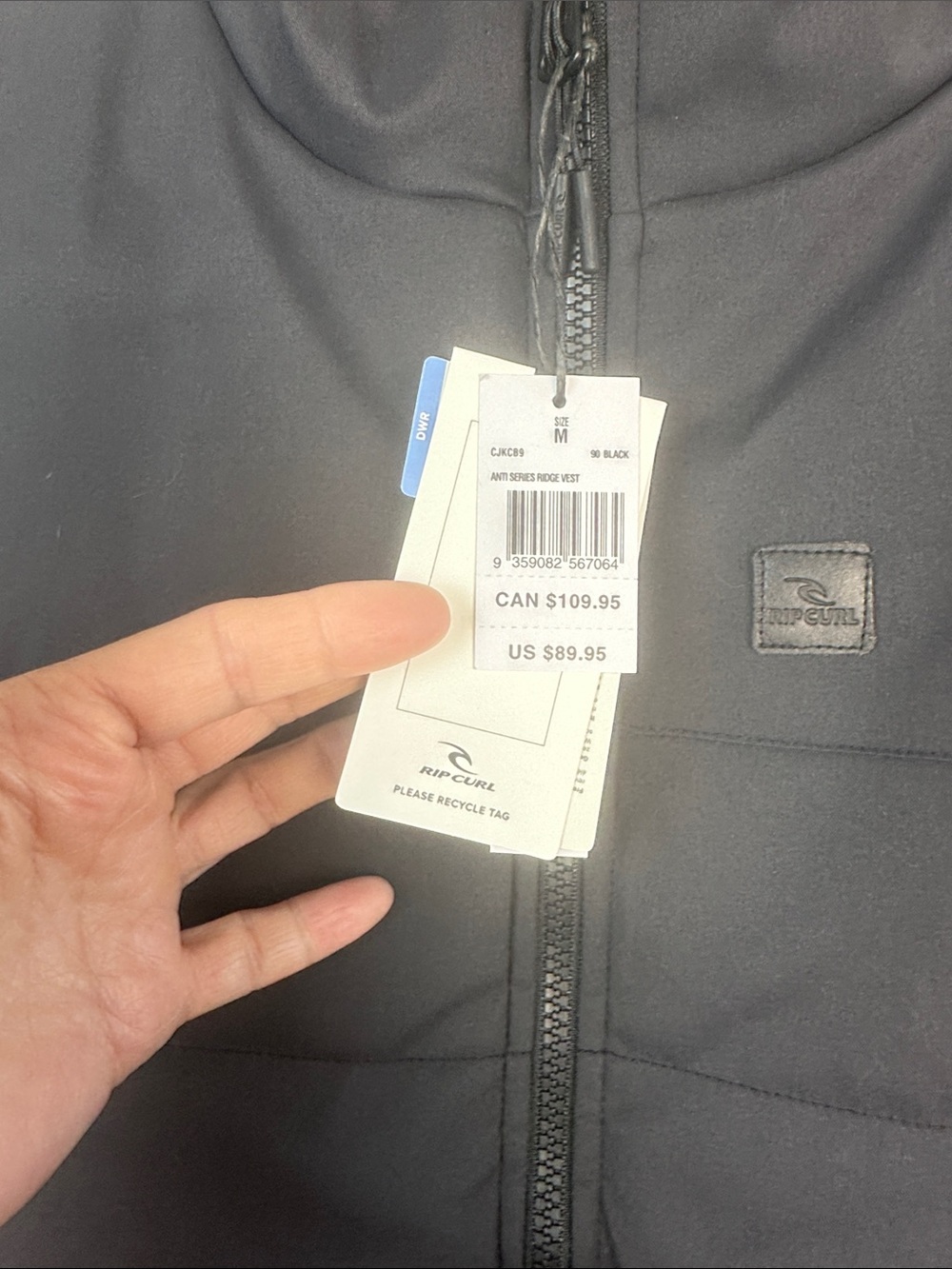 NEW Rip Curl Anti Series Ridge Insulated Vest Medium Black Pockets Surf Utility - Picture 15 of 16